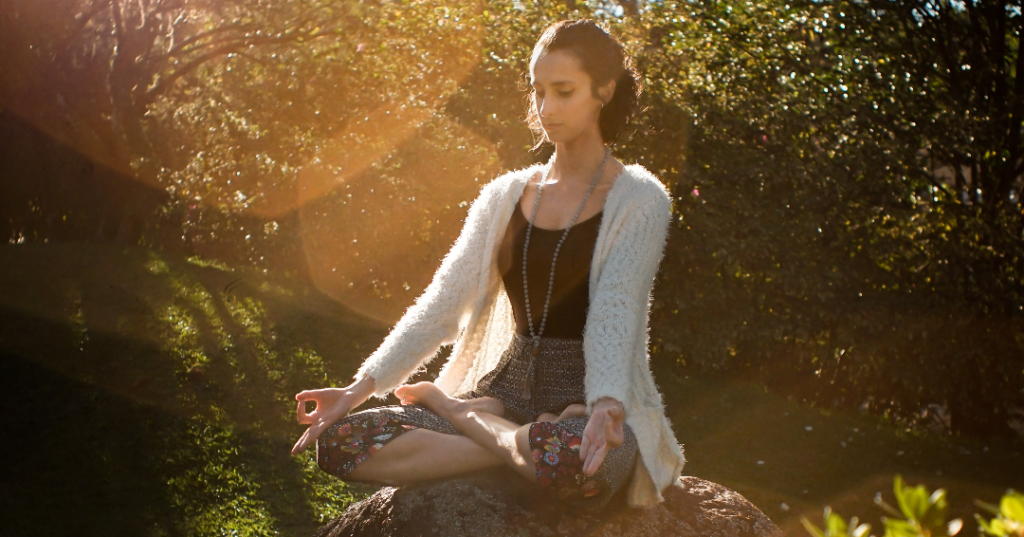 A woman performing yoga